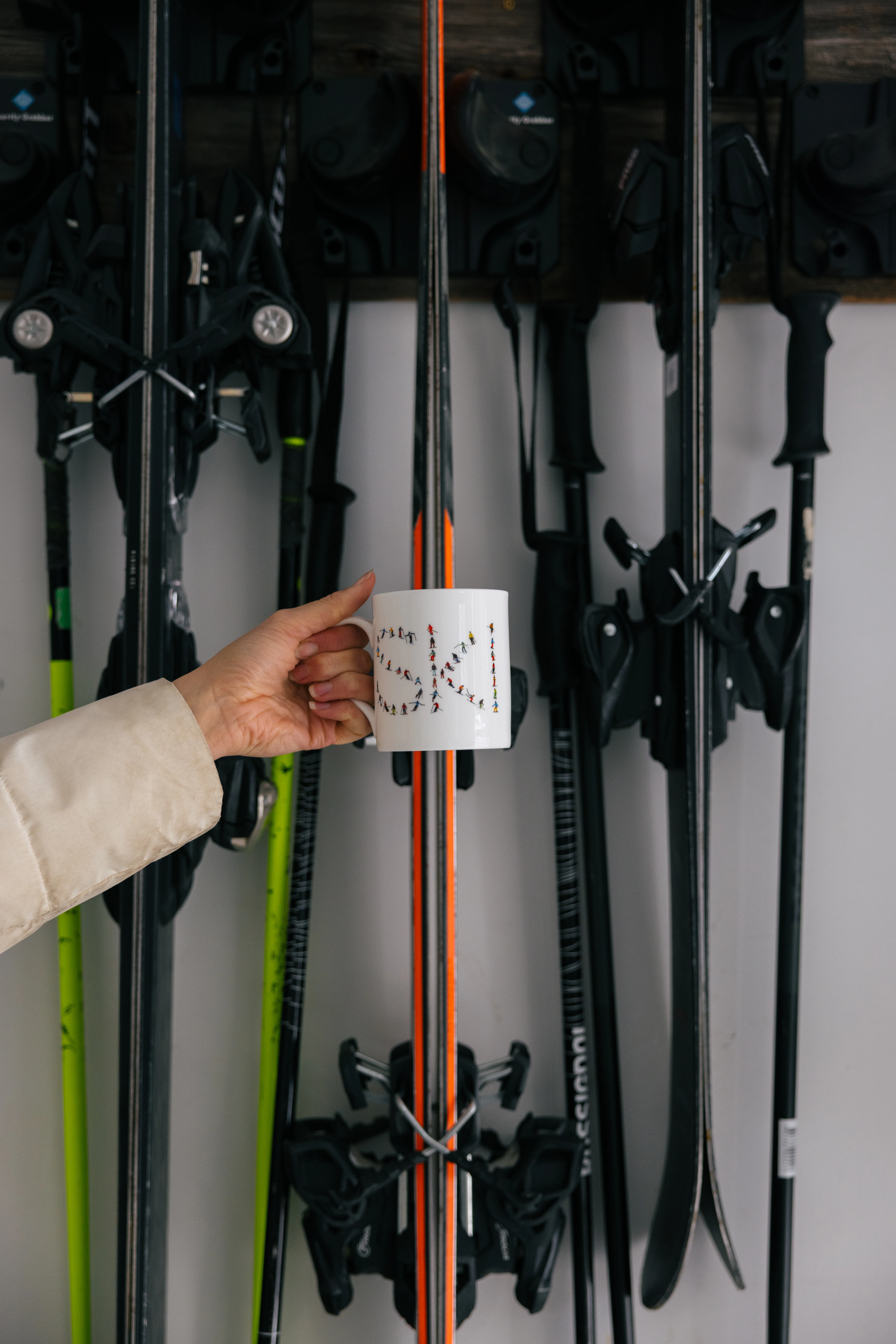 Fourth ski lifestyle shot with fresh powder and Stowe Mountain scenery